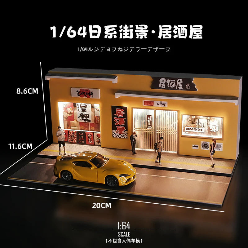 1:64 Scale Japanese Izakaya Street Diorama Scene with LED Lighting
