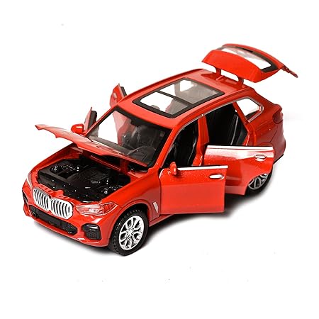 1:32 Scale Metal BMW X5 Diecast Model Toy Car with Openable Doors, Lights & Music (Red)