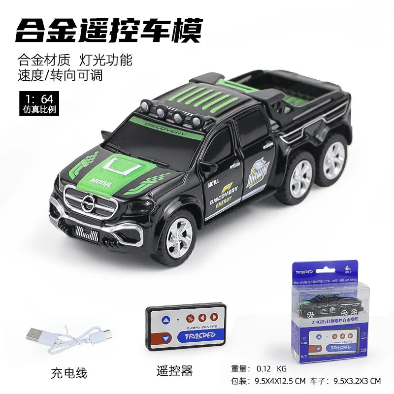1:64 Mini Alloy Remote Control Drift Racing Truck (Black & Green)