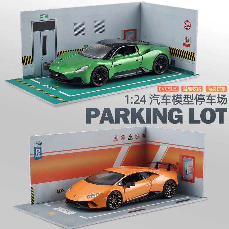 1:24 Scale Car Parking Garage Diorama Set – Model Display Parking Lot