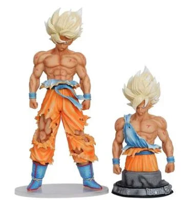 Super Saiyan Goku action figure with swap heads and chests, Dragon Ball display