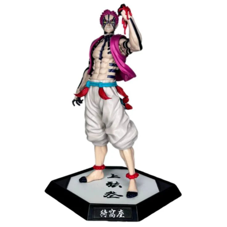 Akaza Rage Form Anime Figure – Tattooed Demon Warrior on Hex Base