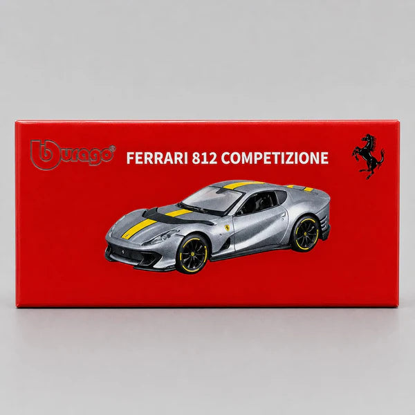Bburago Ferrari 812 Competizione 1:64 Scale Die Cast Model Car – Metallic Grey Official Collectible