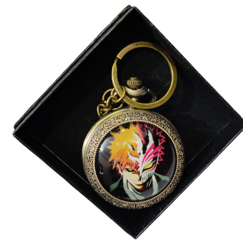 Bleach Mask Pocket Watch Keychain – Hollow Anime Edition