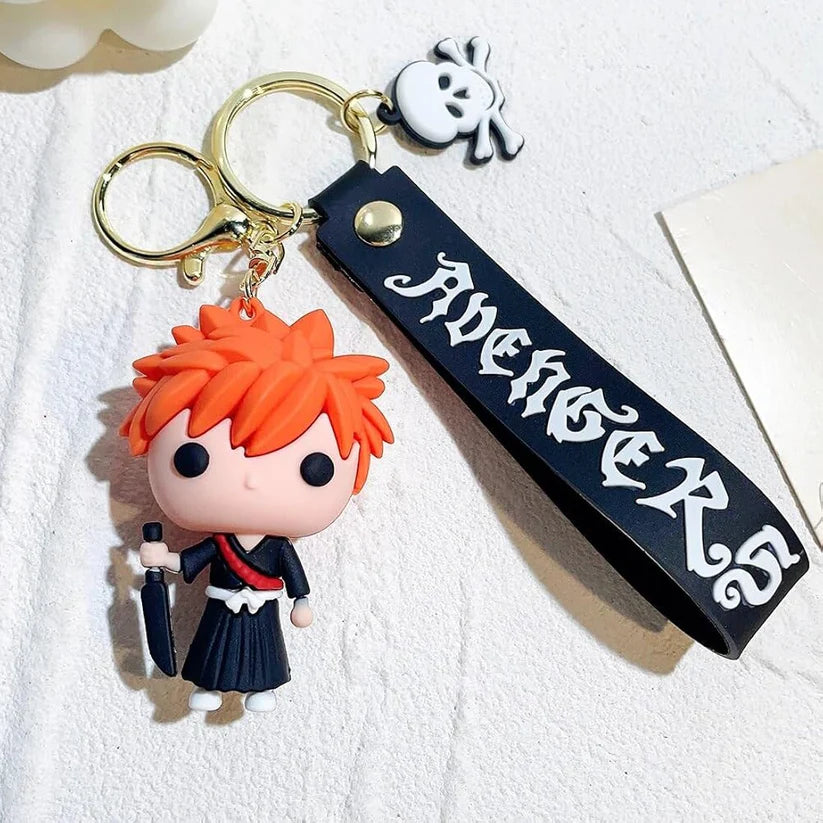 Bleach Orange Hair Rubber Keychain – Avenger Strap Anime Keyring