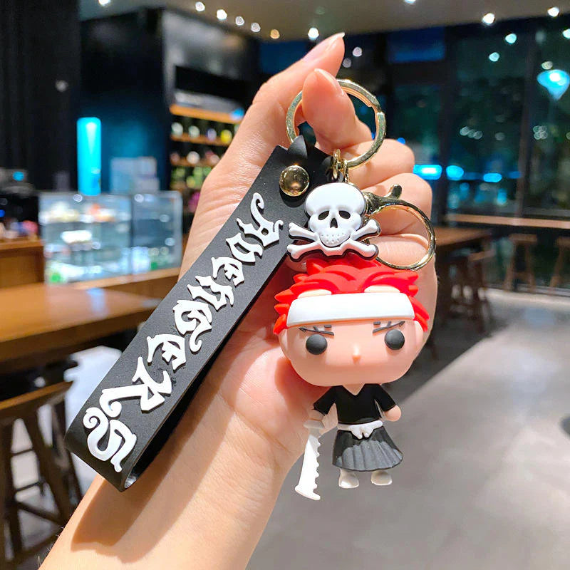 Bleach Red Hair Rubber Keychain – Avenger Strap Anime Keyring