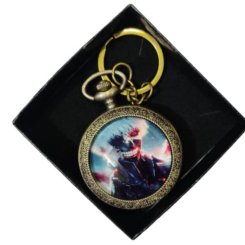 Bleach White Hair Mask Pocket Watch Keychain – Dark Anime Edition