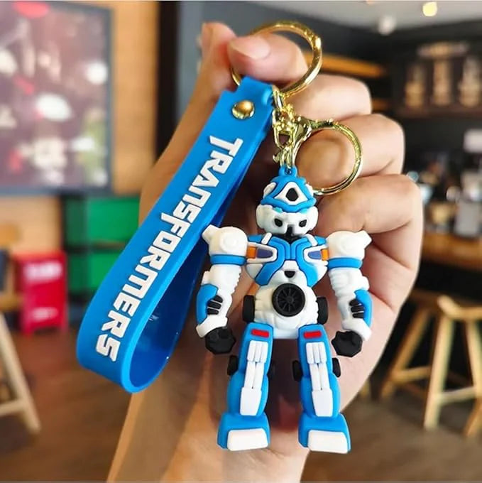 Blue Transformer Robot Rubber Keychain – With Transformers Strap