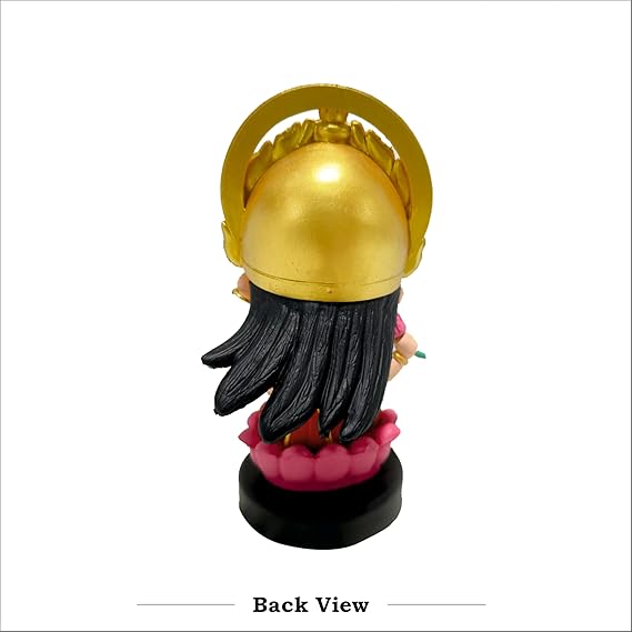 Laxmi Ji Bobblehead Idol – 12 cm Lotus Seat with Gold Crown & Coin Pot