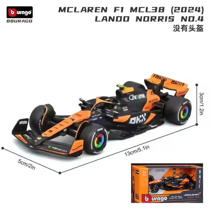 Bburago McLaren F1 MCL38 2024 Diecast Car 1:43 Scale | Lando Norris #4 & Oscar Piastri #81 - Drakon Lifestyle India
