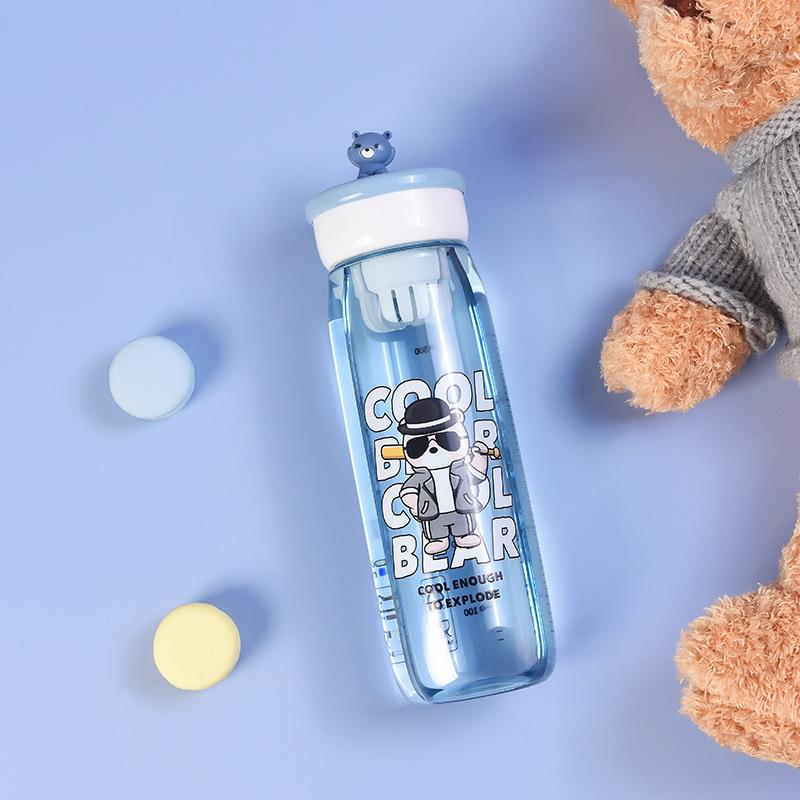 Cool Bear Straw Water Bottle – Cute Cartoon Bottle with Bear Cap