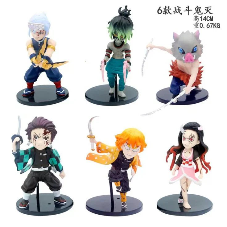 Demon Slayers Battle Squad – Set of 6 Chibi PVC Figures with Swords