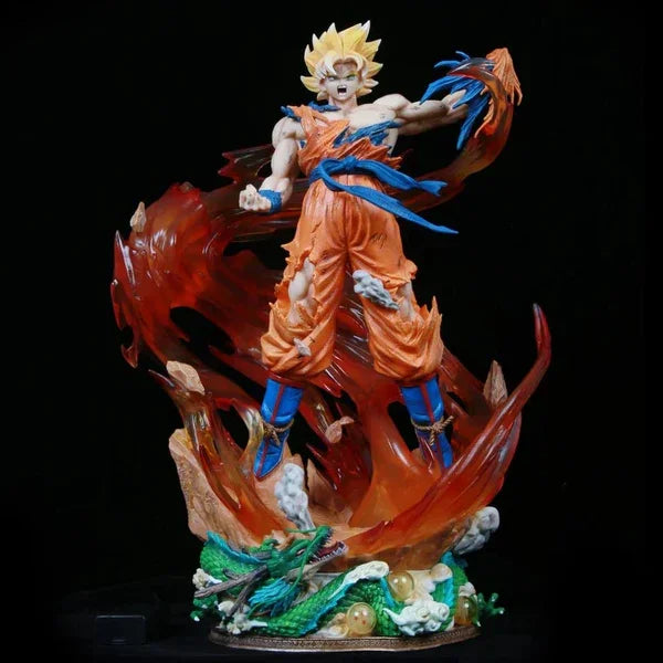DBZ Goku Power LED Light-Up Action Figure with Interchangeable Heads – 43 cm - Drakon Lifestyle India