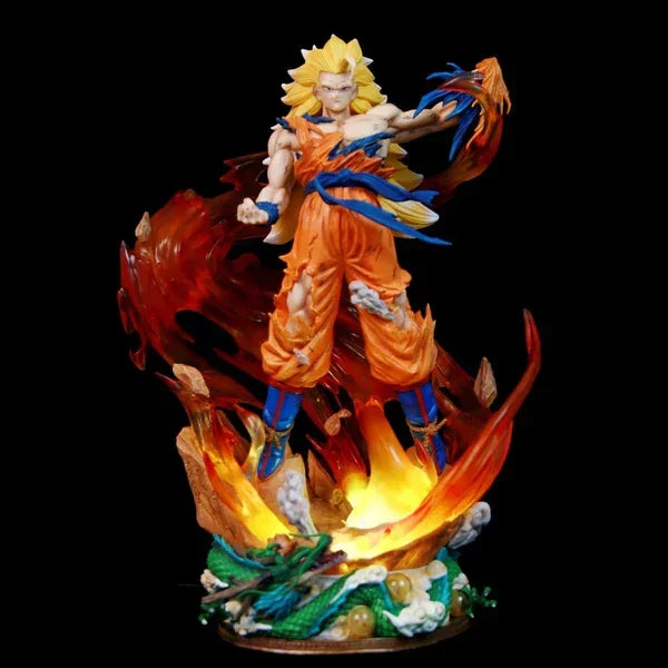 DBZ Goku Power LED Light-Up Action Figure with Interchangeable Heads – 43 cm - Drakon Lifestyle India