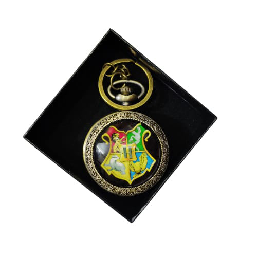 Hogwarts Crest Vintage Pocket Watch Keychain – Antique Bronze Finish
