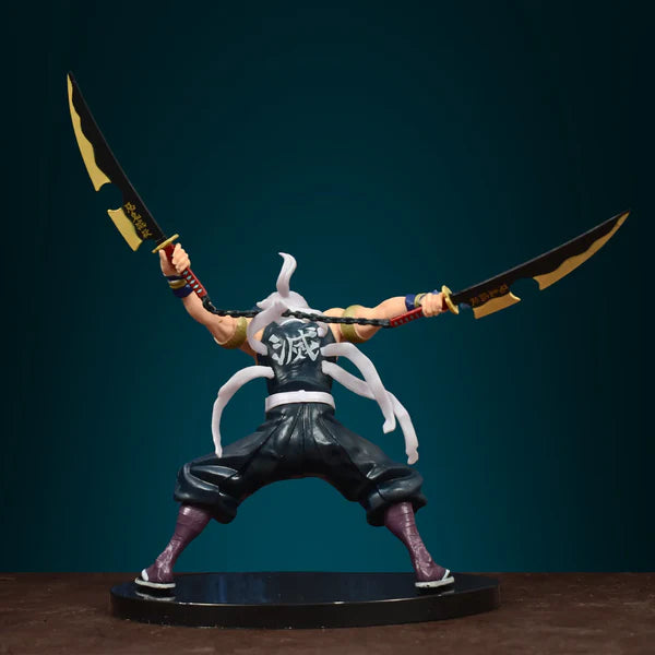 Demon Slayer Tengen Uzui 17 cm Action Figure with Dual Nichirin Cleavers and Base