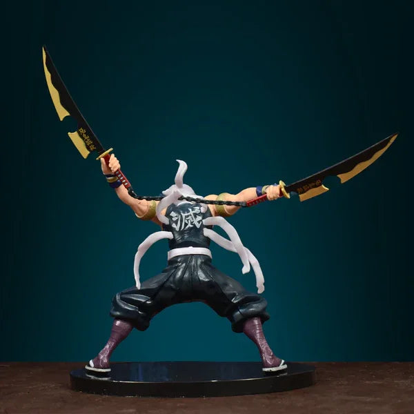 Tengen Uzui action figure with dual swords, posed on a round base, anime collectible