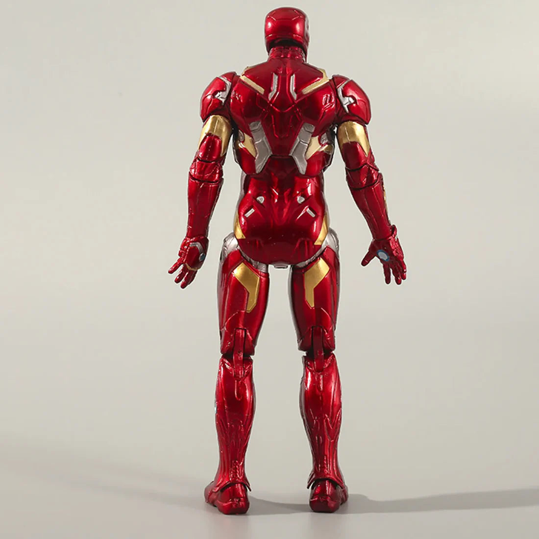 Iron Man 18cm action figure back view, red and gold armor, movable joints