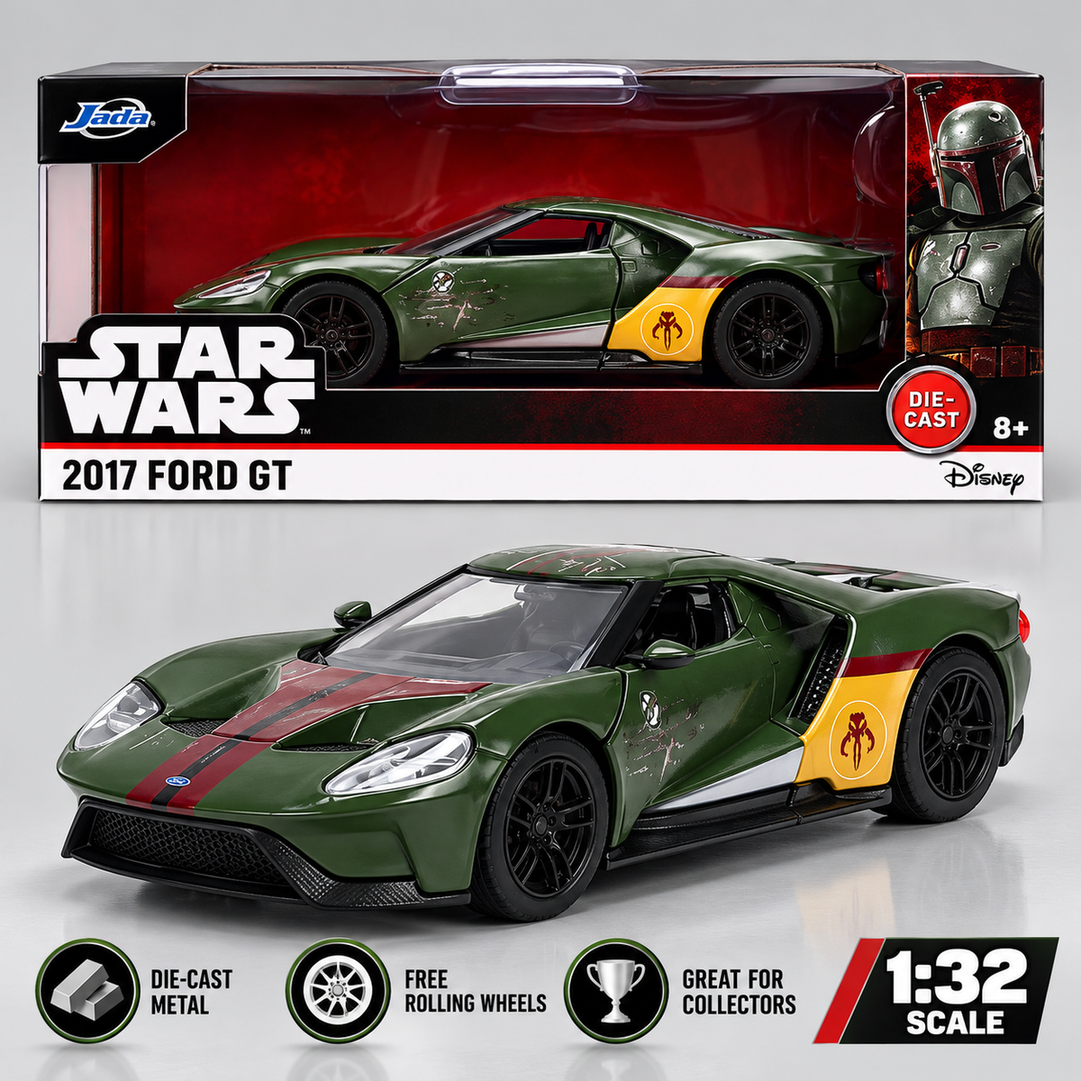 Jada Toys Star Wars Boba Fett 2017 Ford GT 1:32 Scale Die Cast Model Car