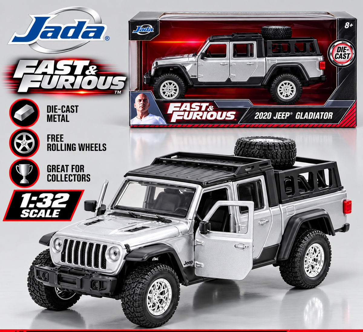Jada Toys Fast & Furious 2020 Jeep Gladiator 1:32 Scale Die Cast Model Car