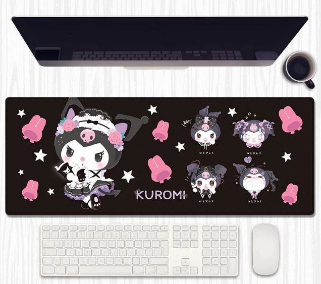 Kawaii Kuromi Desk Mat 80×30 cm – Extended Keyboard & Mouse Pad with Anti‑Slip Rubber and Stitched Edges