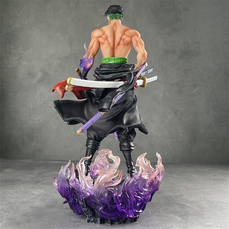 King of Hell Zoro 30 cm Purple Demon Flames Statue β One Piece Figure