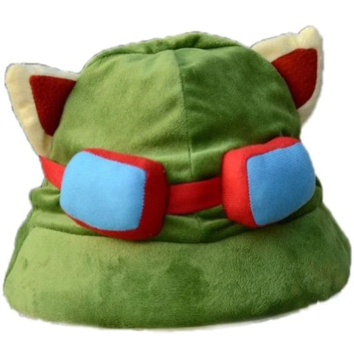League of Legends Kino Green Plush Cosplay Hat with Blue Goggles