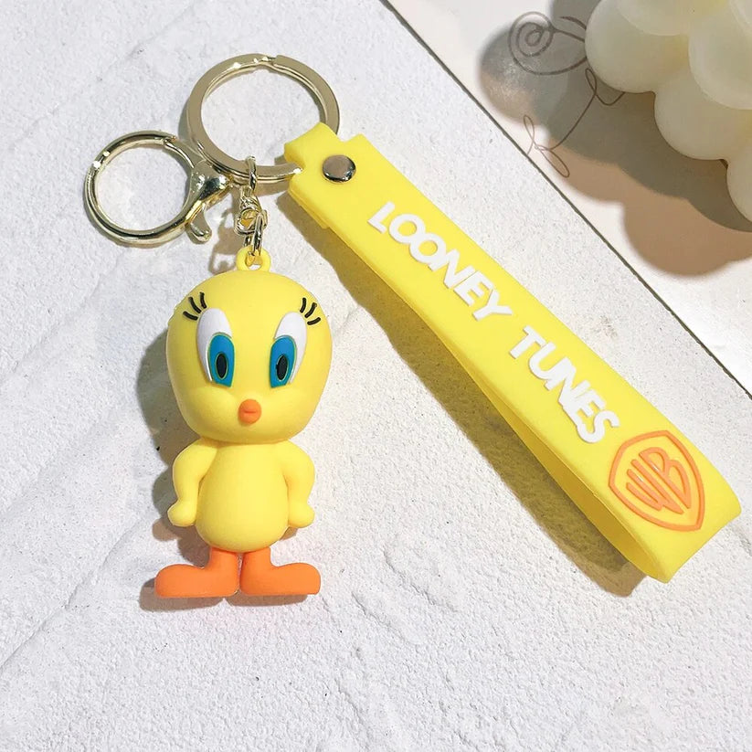 Looney Tunes Yellow Rubber Keychain – Cute Tweety Strap