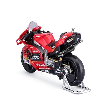 Maisto 1:18 diecast Ducati Desmosedici Lenovo Team #63 MotoGP 2022 model, rear view