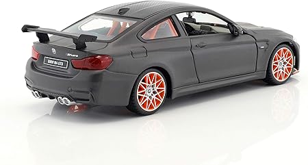 1:24 Maisto BMW M4 GTS Diecast Model – Matte Grey with Orange Rims & Aero Wing