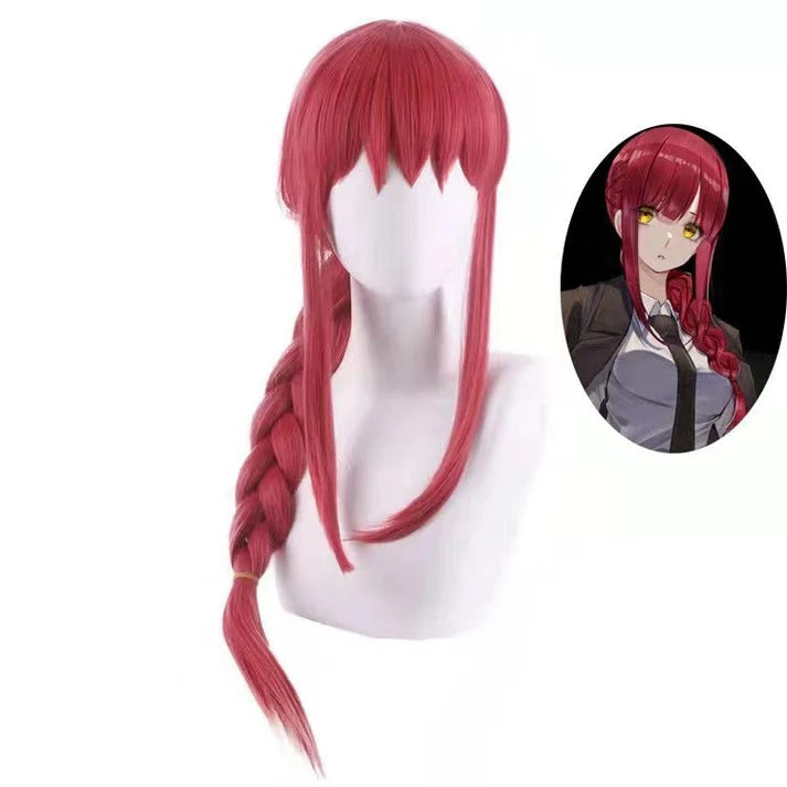 Chainsaw Man Makima Red Anime Cosplay Wig with Long Braid