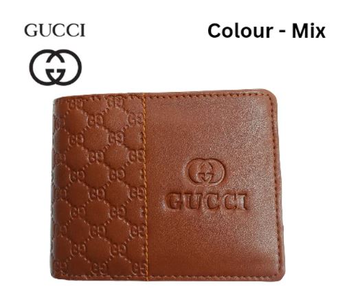 Men’s Brown Pattern Leather Wallet – Dual Texture Designer Style (Colour Mix)