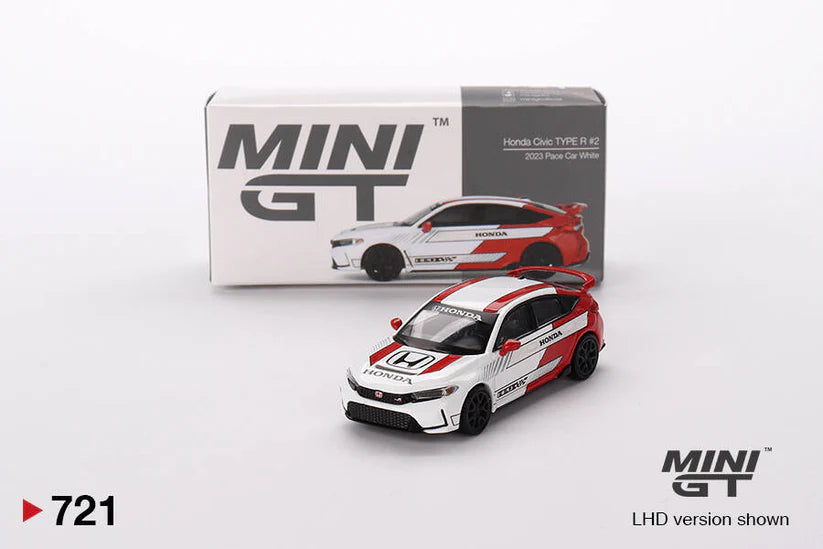 1:64 Honda Civic Type R #2 2023 Pace Car White Diecast – Mini GT Collector Edition (#721)