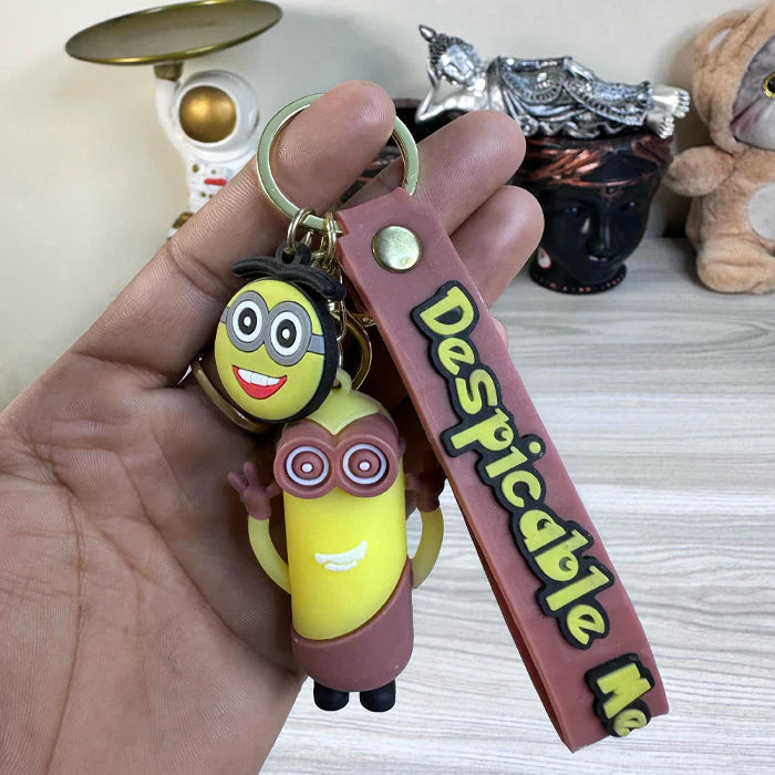 Minion Despicable Me Rubber Keychain – Brown Strap Set