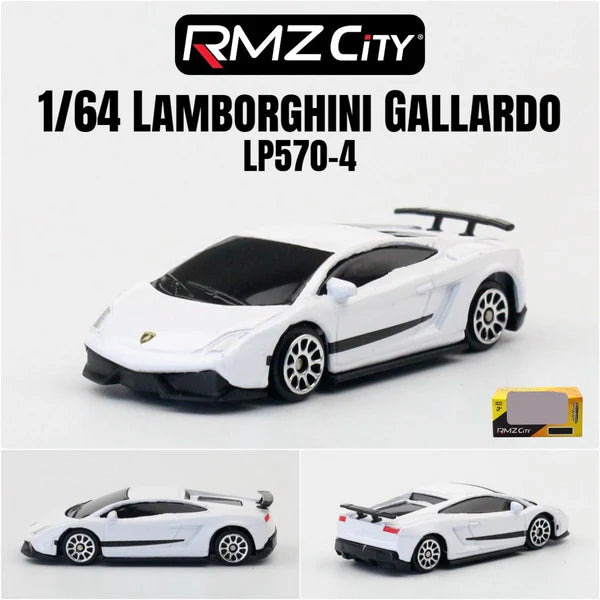 RMZ City Lamborghini Gallardo LP570-4 1:64 Scale Die Cast Car Model – White Collectible