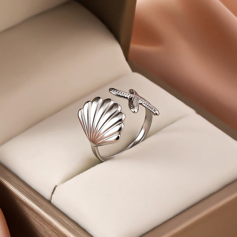 Shell Adjustable Ring – Ocean Inspired Statement Jewelry