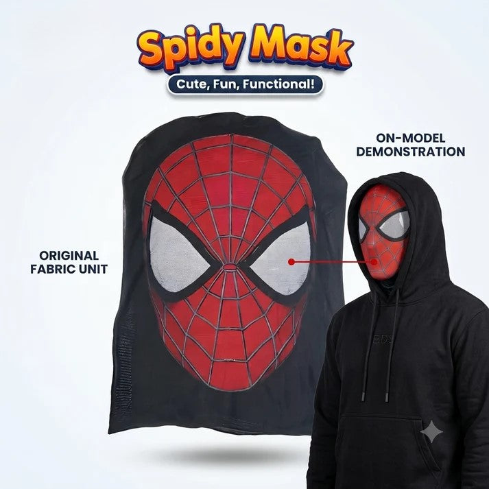 Spider-Man Spidy Mask – Red Web Print Full Face Cloth Cosplay Mask