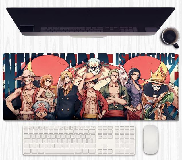 Straw Hat Crew Desk Mat 80×30 cm – Extended Keyboard & Mouse Pad with Anti‑Slip Rubber and Stitched Edges