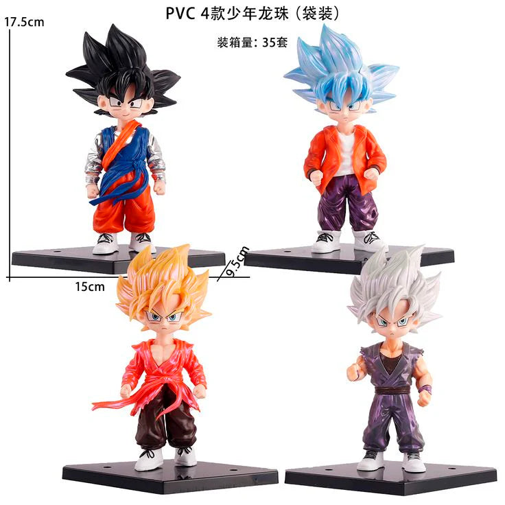 Super Son Goku Mini Power Set – 4 Forms Chibi Battle Figures with Base