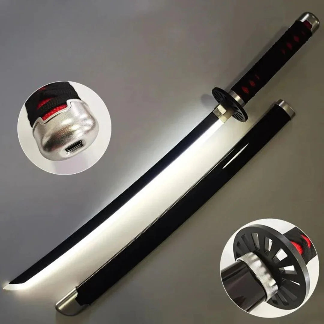 Demon Slayer-Tanjiro Black **LED** Nichirin Style Anime Katana – Cosplay Collectible Prop