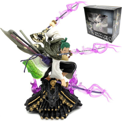 Three Sword Dragon Rooftop Zoro – 18 cm Purple Aura PVC Figure with Box