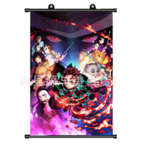 Demon Slayer Main Cast Wall Hanging Scroll – Kimetsu no Yaiba Flame Art Poster