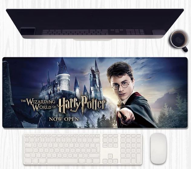 Wizarding Castle Desk Mat 80×30×0.3 cm – Extended Keyboard & Mouse Pad with Anti‑Slip Rubber and Stitched Edges