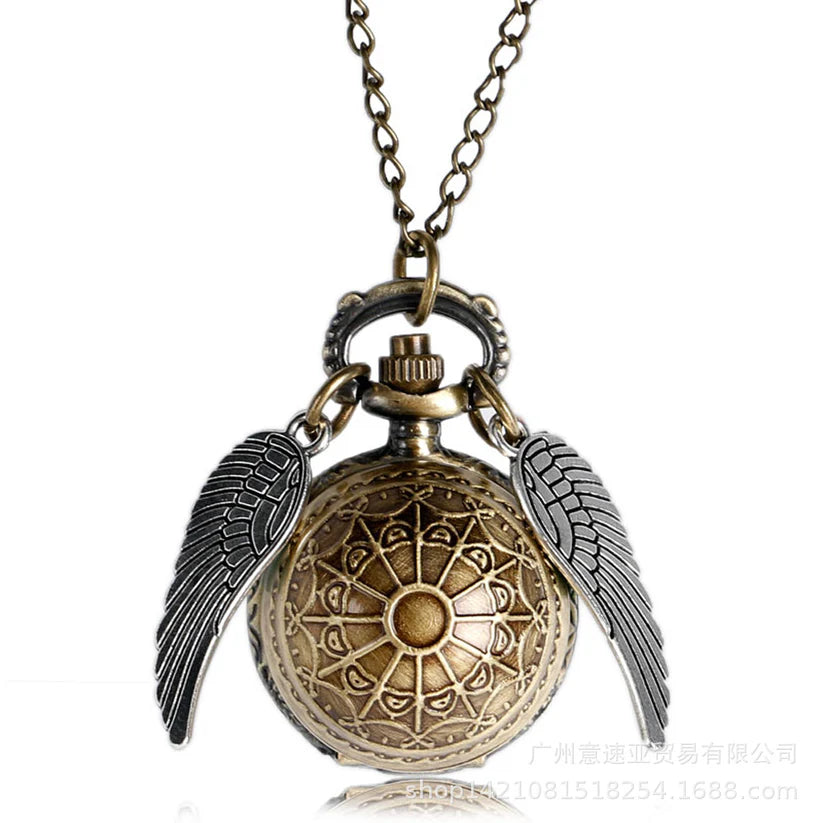Golden Snitch Pocket Watch Necklace – Harry Potter Inspired Vintage Pendant Watch