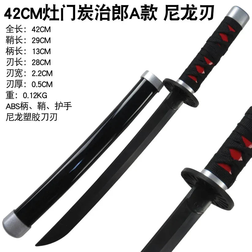 Demon Slayer Medium 42 cm Wooden Katana with Plastic Stand – Kimetsu no Yaiba Cosplay Sword - Drakon Lifestyle India