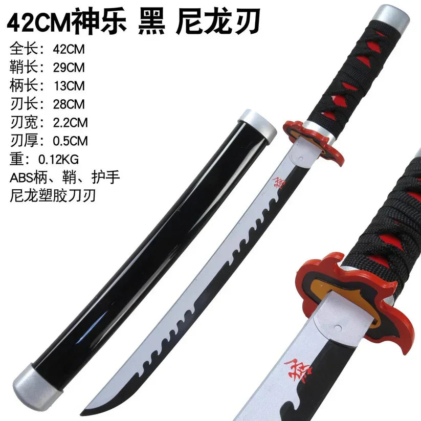 Demon Slayer Medium 42 cm Wooden Katana with Plastic Stand – Kimetsu no Yaiba Cosplay Sword - Drakon Lifestyle India
