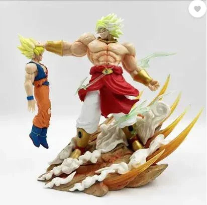Dragon Ball Z Broly vs Goku action figure, Broly lifting Goku on dynamic base