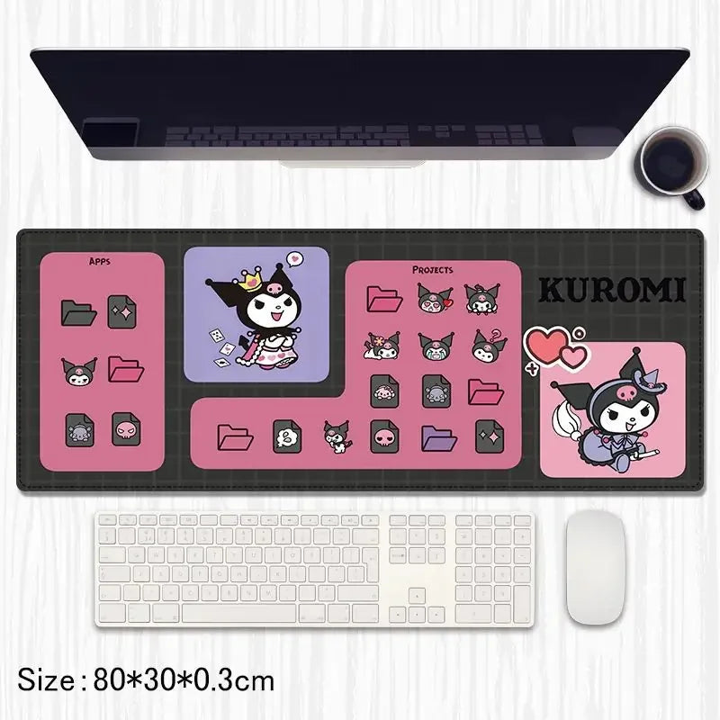 Kuromi Cartoon Extended Gaming Mouse Pad / Desk Mat – 80×30 cm - Drakon Lifestyle India