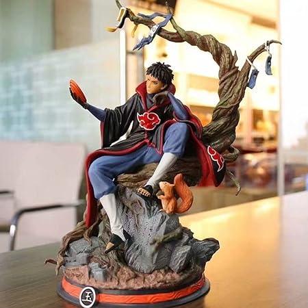 Naruto Akatsuki Uchiha Obito action figure with mask, seated on a tree, anime figure decor