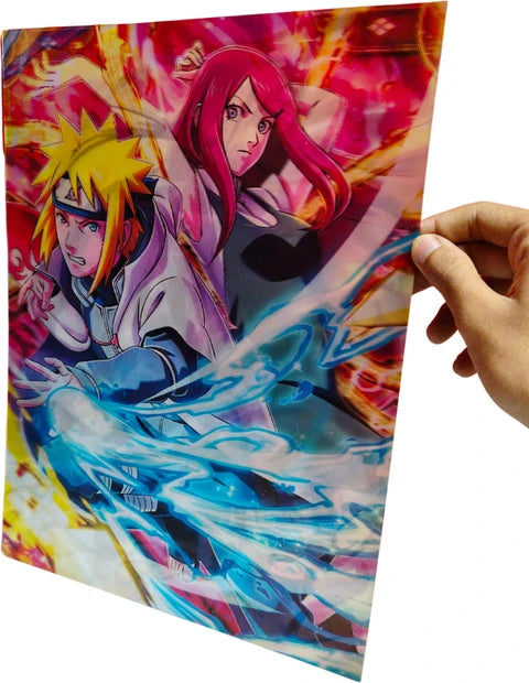 Minato & Kushina 3D Anime Wall Poster – 30x40 CM Naruto Frame Art